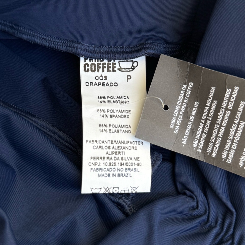 NWT PWRD By Coffee Made in Brazil Navy Blue Leggings Size P/S - Picture 5 of 6